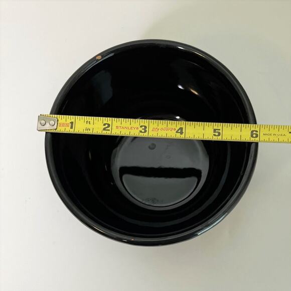 Vintage Black Glazed Redware Pottery Bowls Set of 2 Planter Mixing Bowls 1970s - Picture 4 of 8
